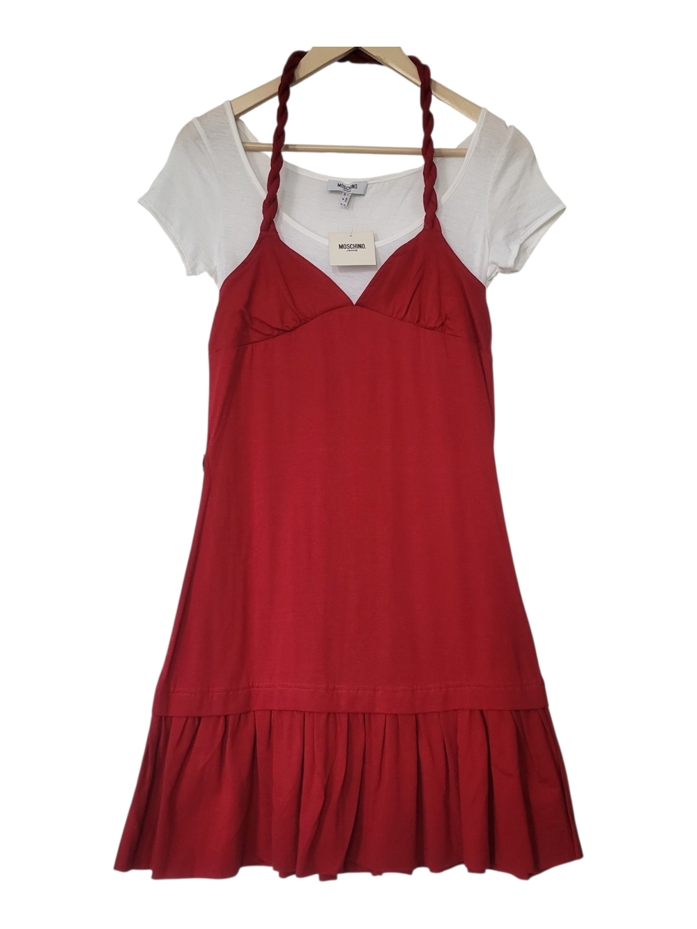 Moschino Red Braided Strap Slip Dress